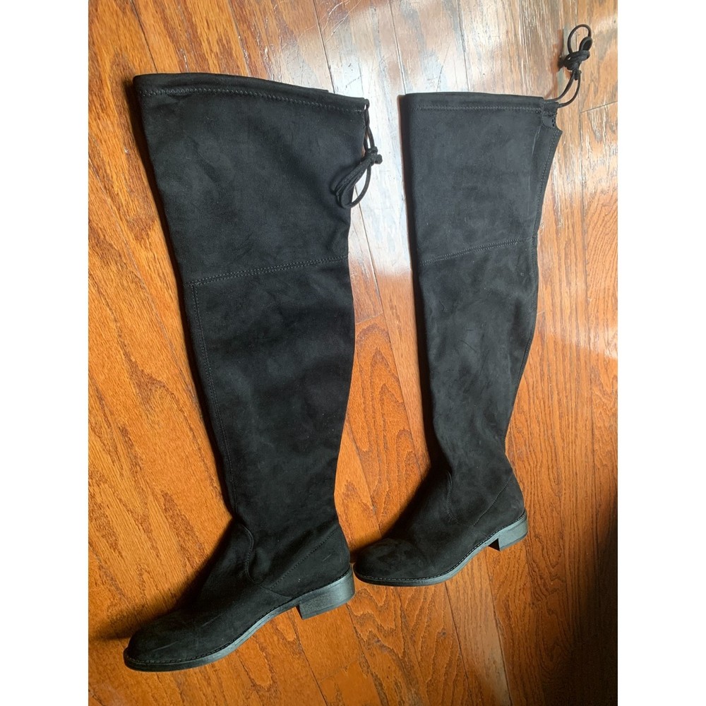 No Parking Women Black Swede High Flat Boot Size 8.5